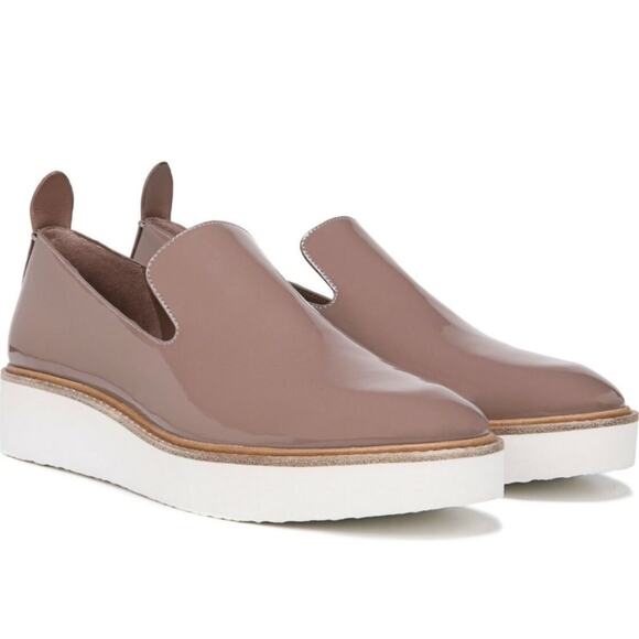 Vince Patent Leather Platform Slip On Loafer Shoes Taupe Antique Rose size 8.5 - Picture 1 of 10